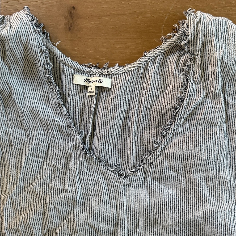 Madewell Striped Gray Frayed Edge dress cover up